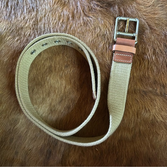Lacoste Tan and Brown Leather Belt with Classic Design 45” - Picture 1 of 4